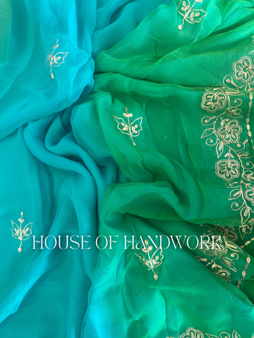 Verdant Charm Gota Handwork Saree