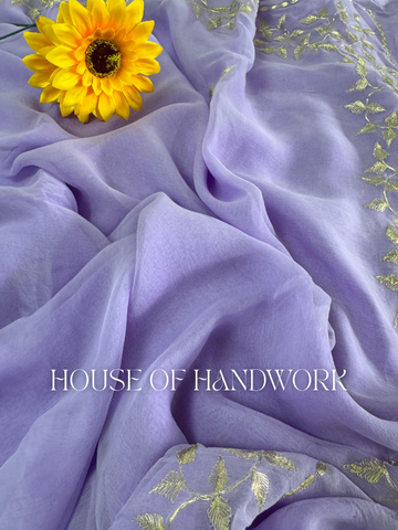 Lavender Mist Gota Work Chiffon Saree