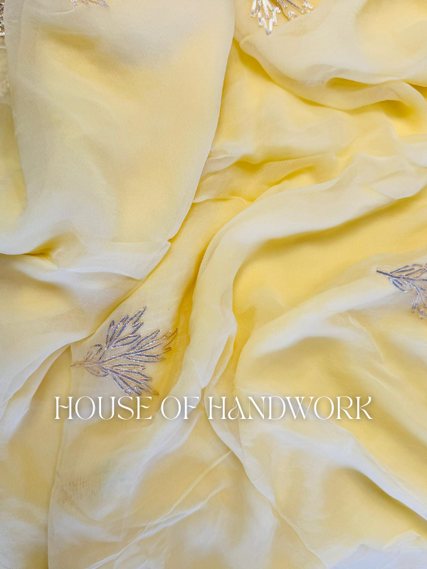 Amber Glow Gota Work Chiffon Saree