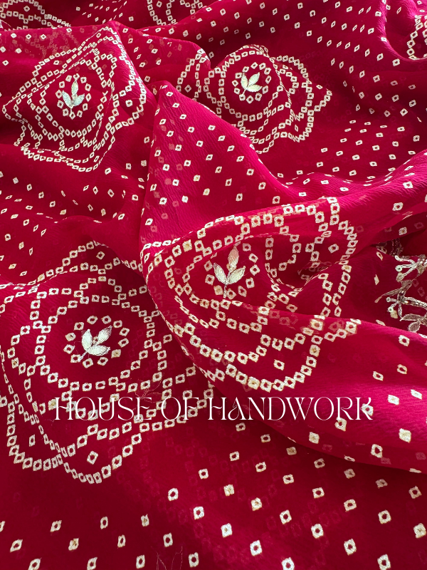 Fuchsia Grace Gota Handwork Saree