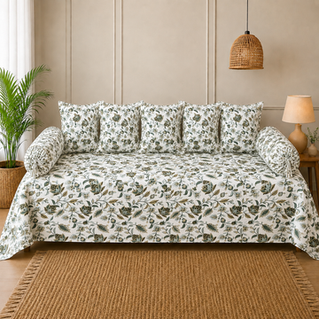 Gray Floral Print Cotton Diwan Set