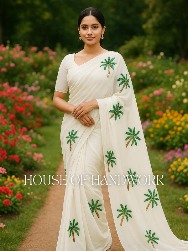 Palm Paradise Sequin Handwork Saree