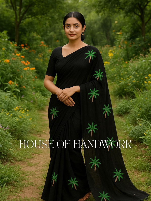 Tropical Night Sequin Handcrafted Saree