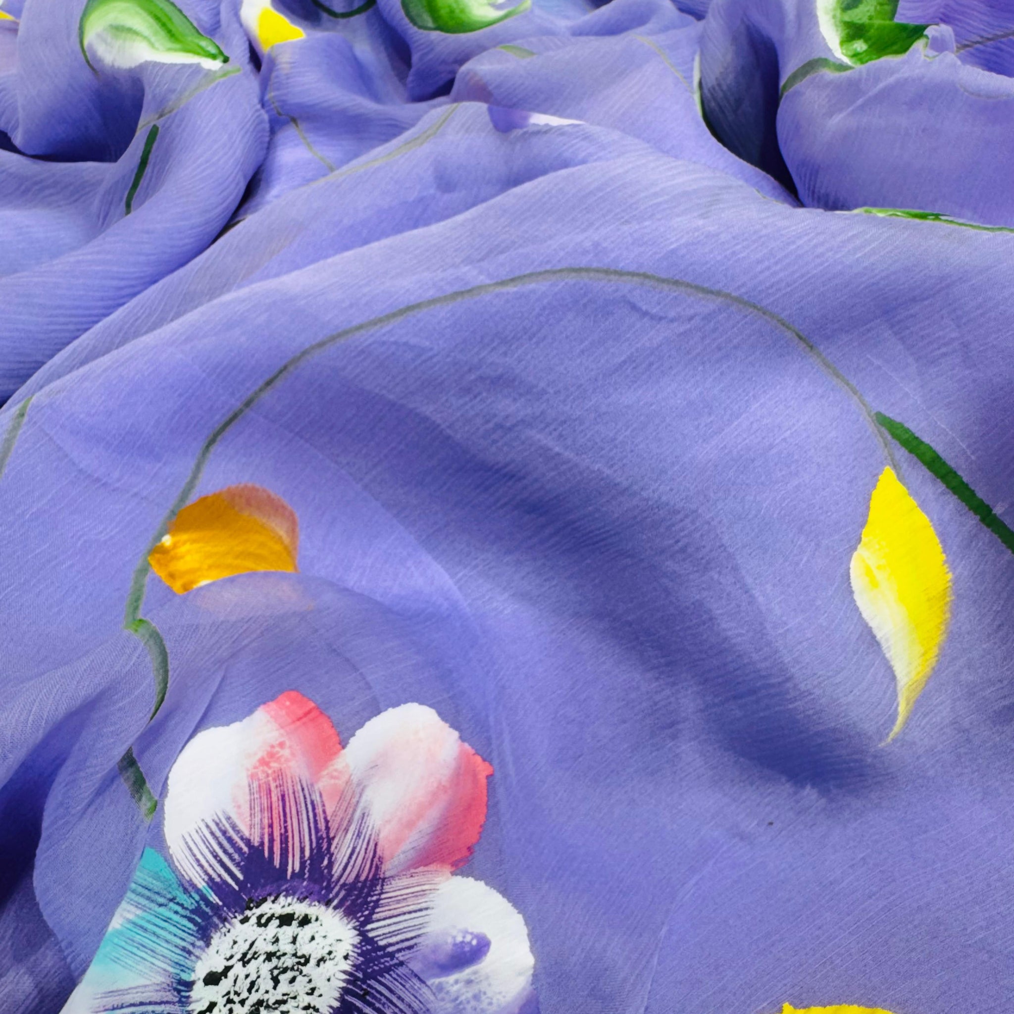 Violet Bloom Handpainted Saree