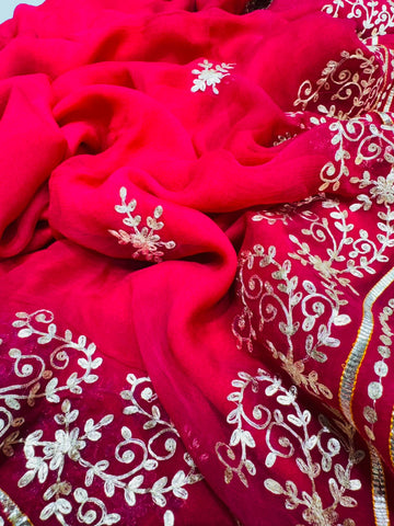 Majestic Maroon Pittan Handwork Saree